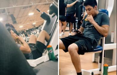 ¿La mejor proteína?, joven es captado comiendo comida para perro en el gimnasio