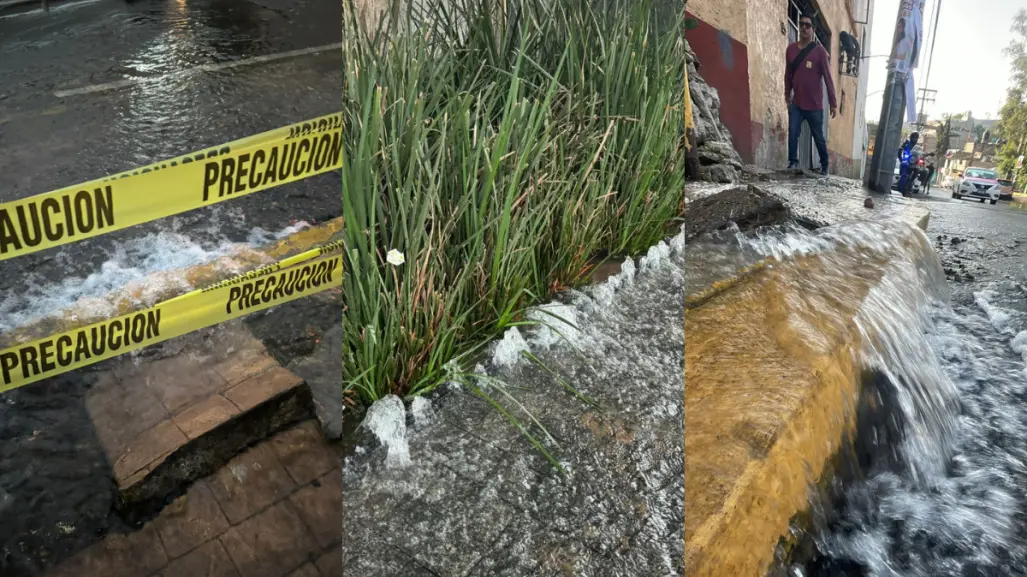 Cientos de litros de agua desperdiciada: Tres fugas simultáneas en CDMX