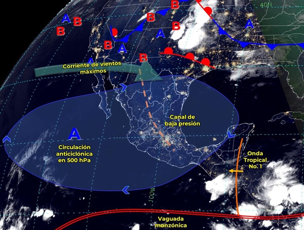 La primera onda tropical de 2024 ocasionará lluvias fuertes en Campeche, Yucatán y Quintana Roo. Foto: X @conagua_clima