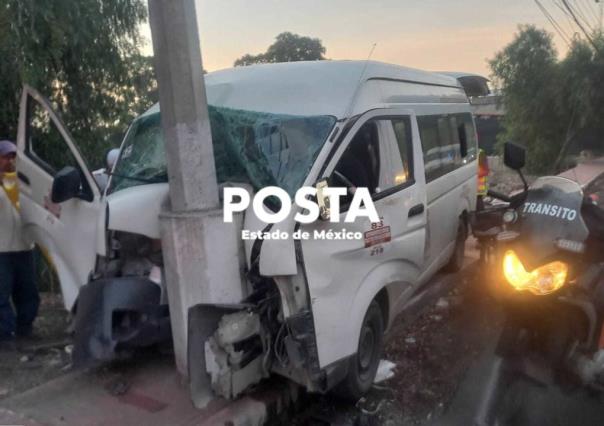 ¡Qué golpazo! Choca transporte público en la Texcoco-Ciudad de México (VIDEO)
