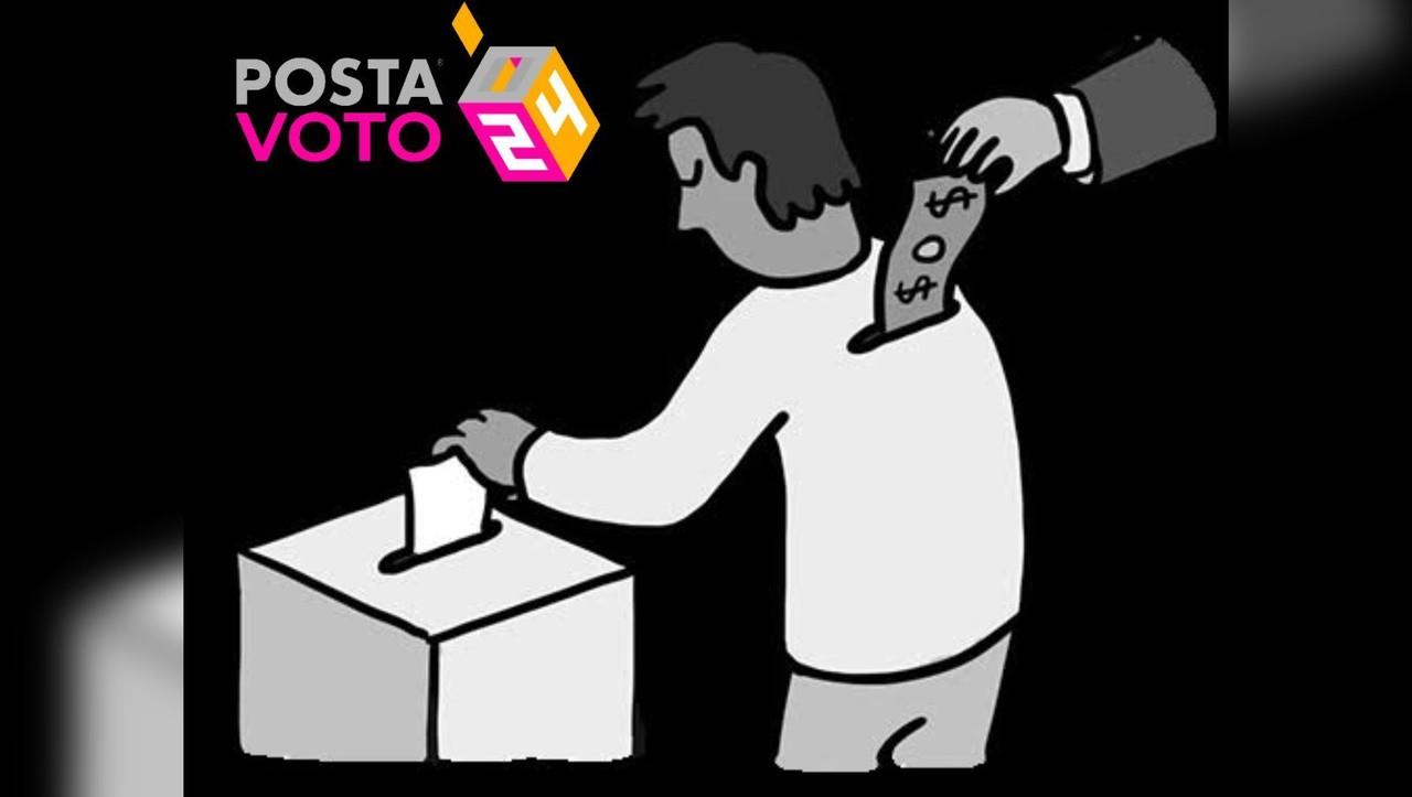 Imagen ilustrativa sobre un hombre dando dinero a otro para orientar el sentido de su voto. Foto: Instituto Electoral del Estado de Campeche.