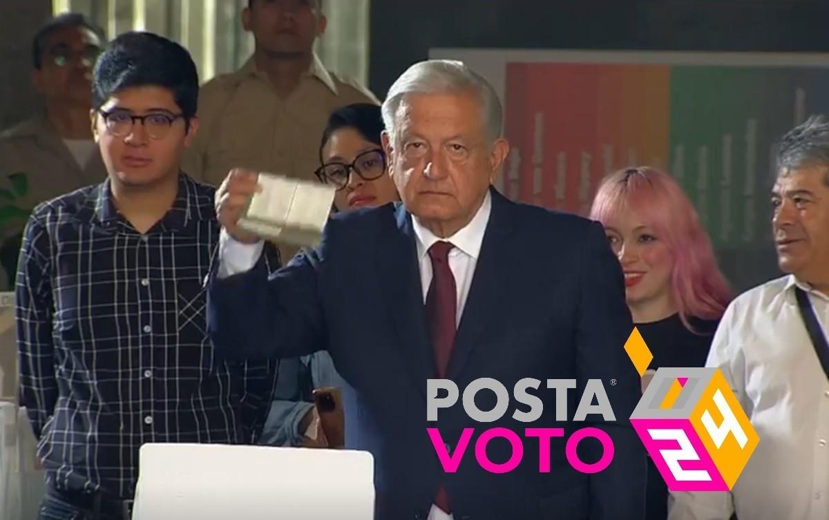 Acuden AMLO y Beatriz Gutiérrez Müller a votar