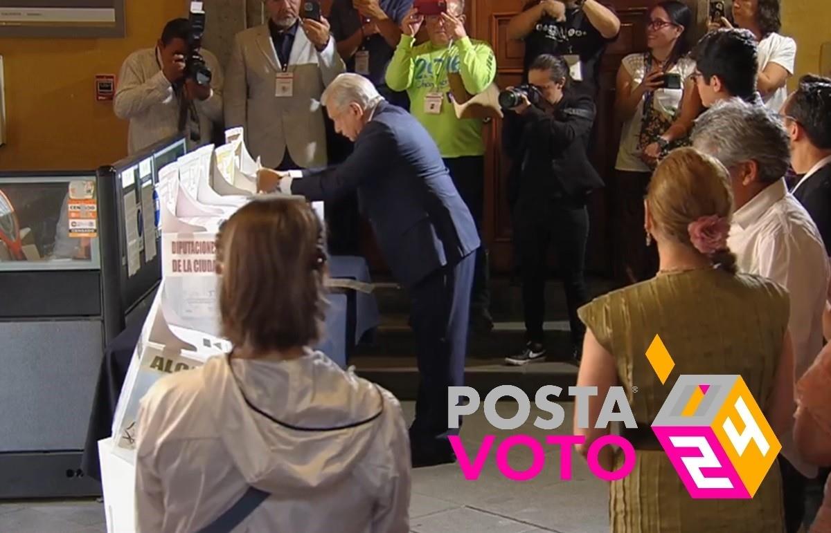 Acuden AMLO y Beatriz Gutiérrez Müller a votar