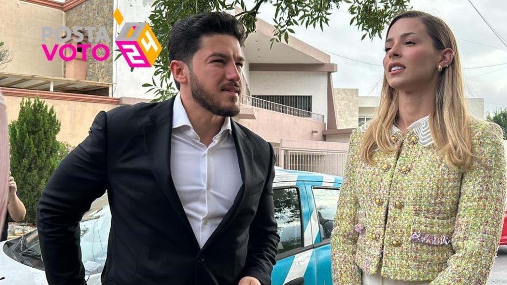 Acuden Mariana Rodríguez y Samuel García a votar en la colonia Paseo Residencial