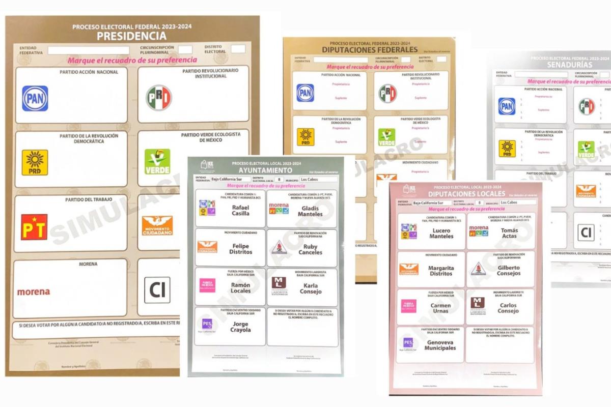 Muestras de las boletas electorales del INE. Foto: Especial / INE