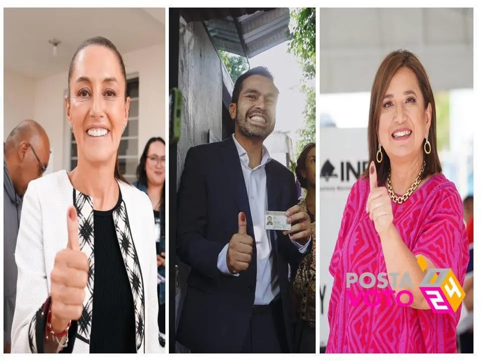 Claudia Sheinbaum, Jorge Máynez y Xóchitl Gálvez emitieron su voto. Foto: Perla Herrera