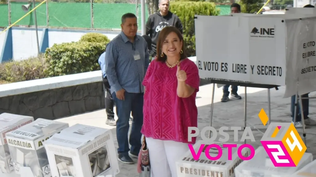 Xóchitl Gálvez vota en compañía de sus hijos