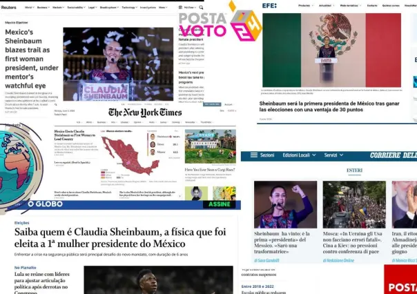 Medios internacionales destacan en sus titulares el triunfo de Claudia Sheinbaum