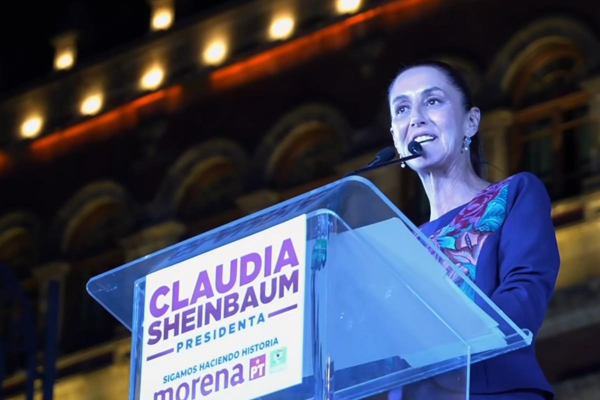 Sheinbaum celebra en el Zócalo. Foto: SS de Claudia Sheinbaum