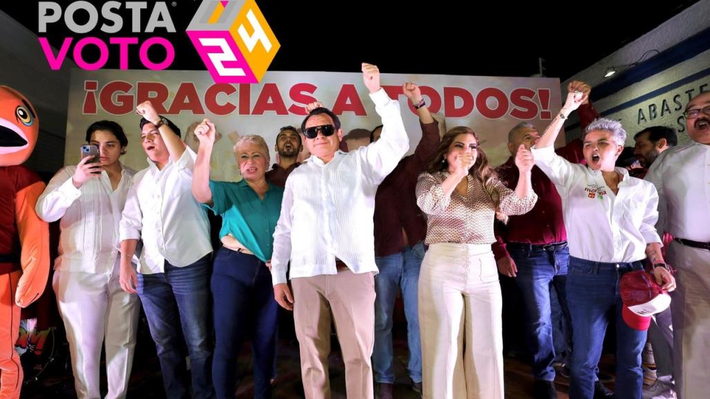 Huacho Díaz Mena festeja la victoria  tras la jornada electoral del 2 de junio