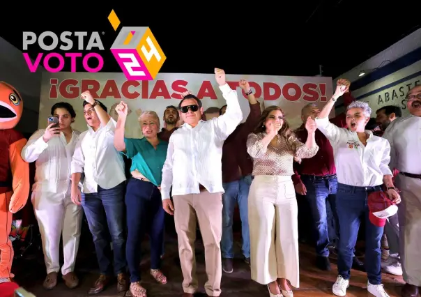 Huacho Díaz Mena festeja la victoria  tras la jornada electoral del 2 de junio