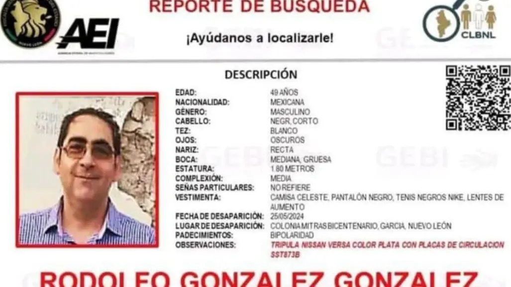 Buscan a Rodolfo González González, catedrático de la UANL desaparecido