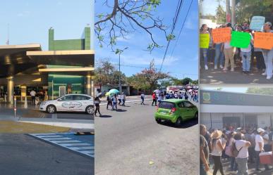 Maestros siguen su marcha para bloquear el Aeropuerto de Mérida