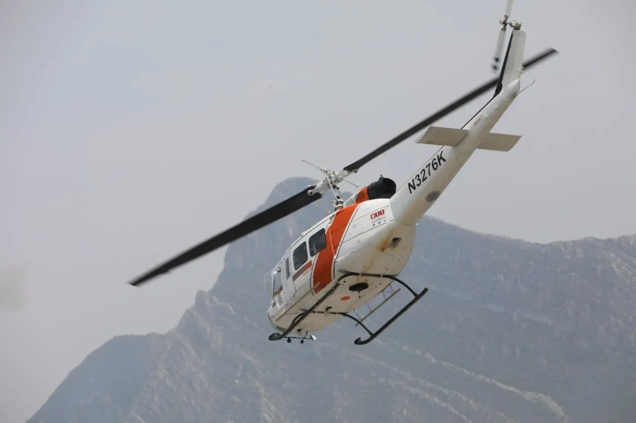 Helicóptero de Protección Civil Nuevo León. Foto: Protección Civil Nuevo León