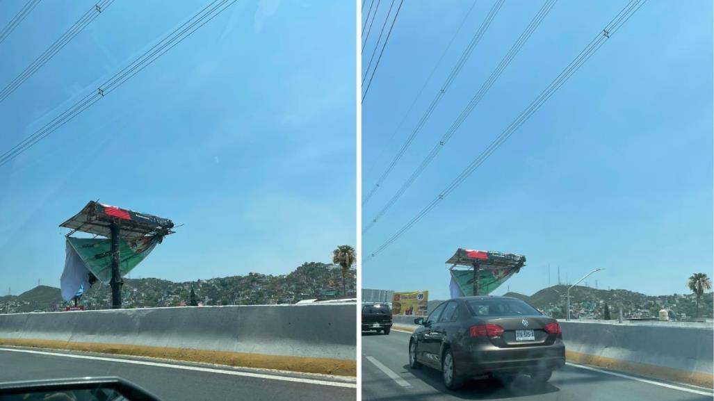 ¡Vuela, vuela!...así quedaron varias lonas tras rachas de viento en Monterrey