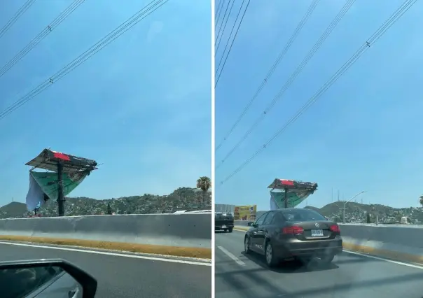 ¡Vuela, vuela!...así quedaron varias lonas tras rachas de viento en Monterrey