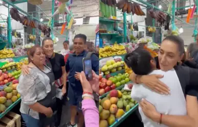 VIDEO: Sheinbaum sorprende a mercado La Paz y se toma fotos con locatarios