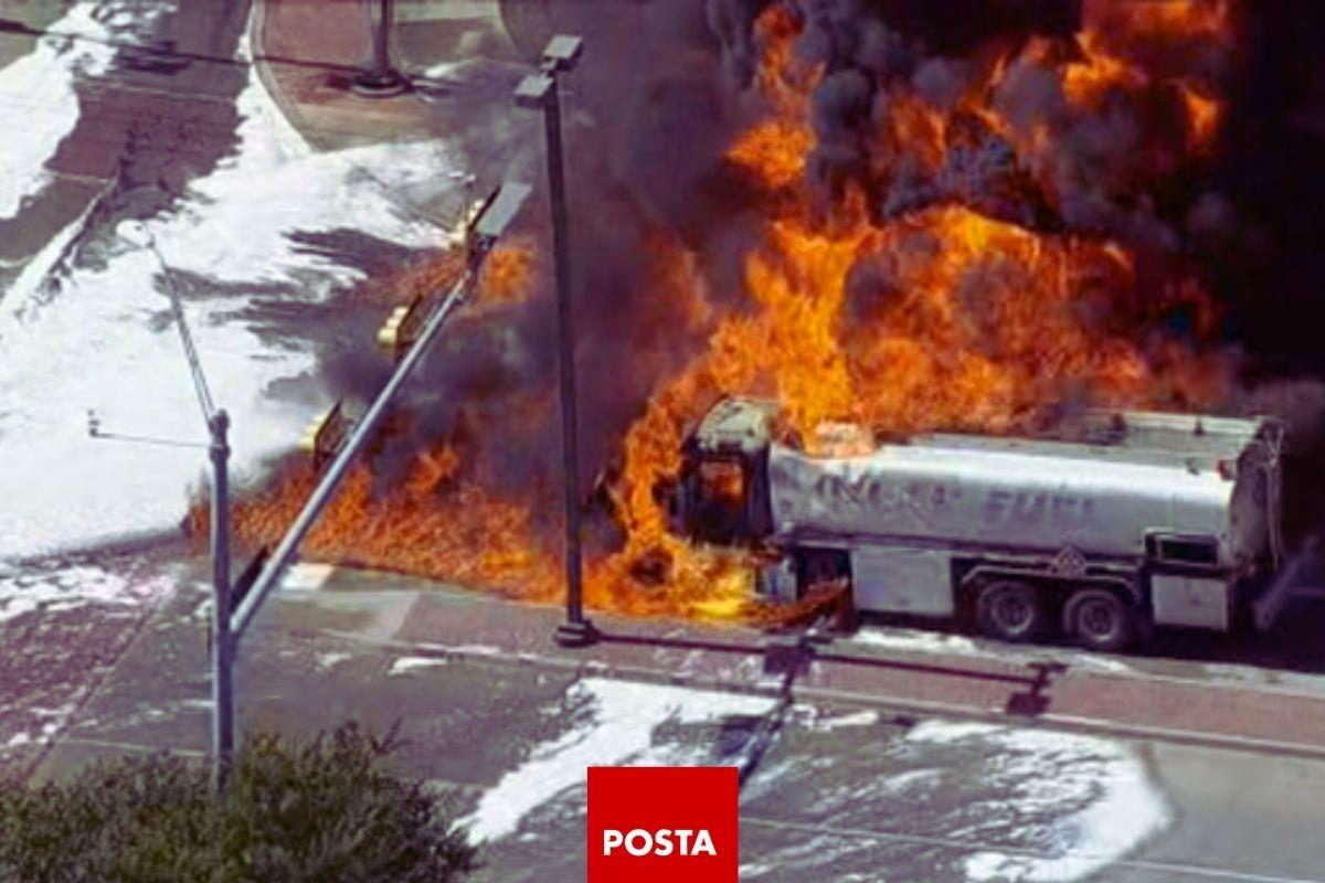 Bomberos controlan incendio de cisterna de diésel en DeSoto, Dallas. Foto: X