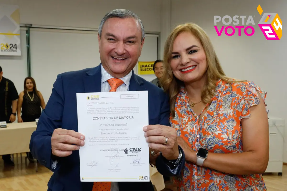 El candidato de Movimiento Ciudadano a la alcaldía de Guadalupe, Héctor García, recibió su constancia de mayoría como alcalde del municipio de Guadalupe. Foto: Héctor García