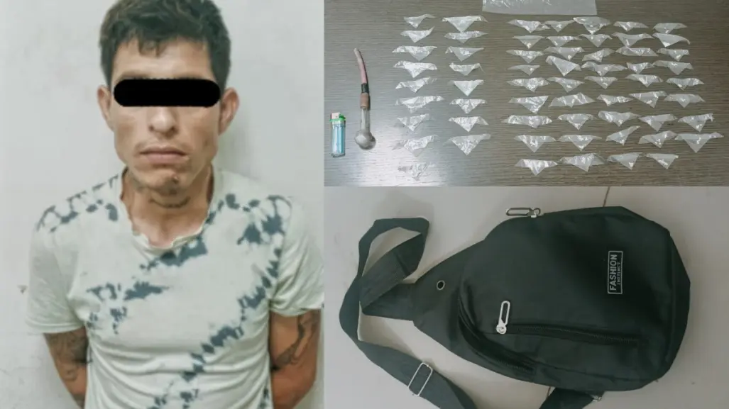 Detienen a hombre con dosis de droga en su mochila en Escobedo