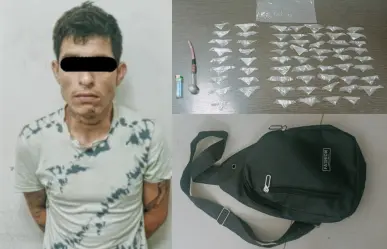 Detienen a hombre con dosis de droga en su mochila en Escobedo