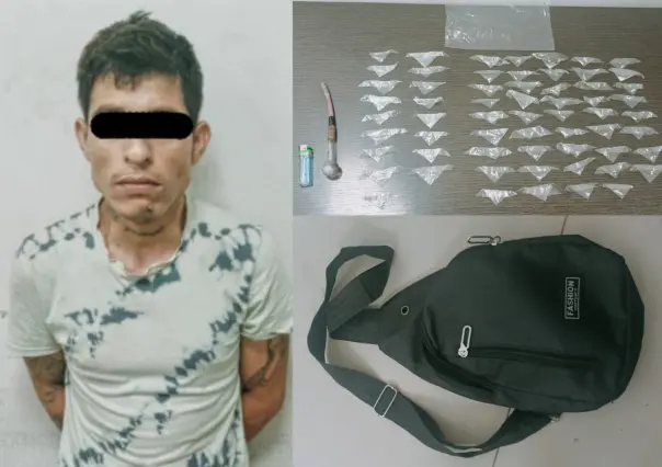 Detienen a hombre con dosis de droga en su mochila en Escobedo