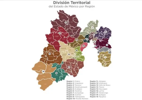 Tiene Edomex nueva regionalización, aquí te la mostramos