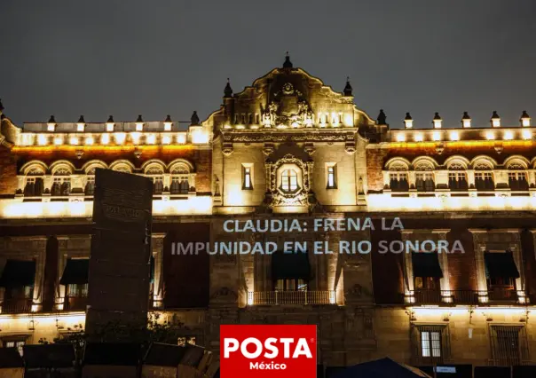 Protestan en Palacio Nacional contra Grupo México por derrame en Río Sonora