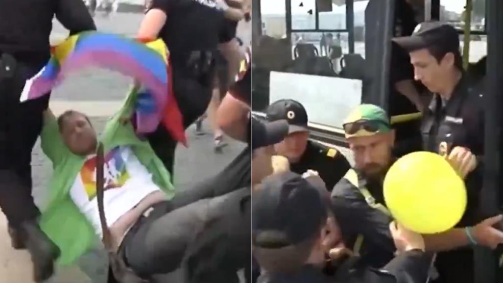 #VIDEO, Policías rusos reprimen a personas de comunidad LGTBIQ+ en mes del PRIDE