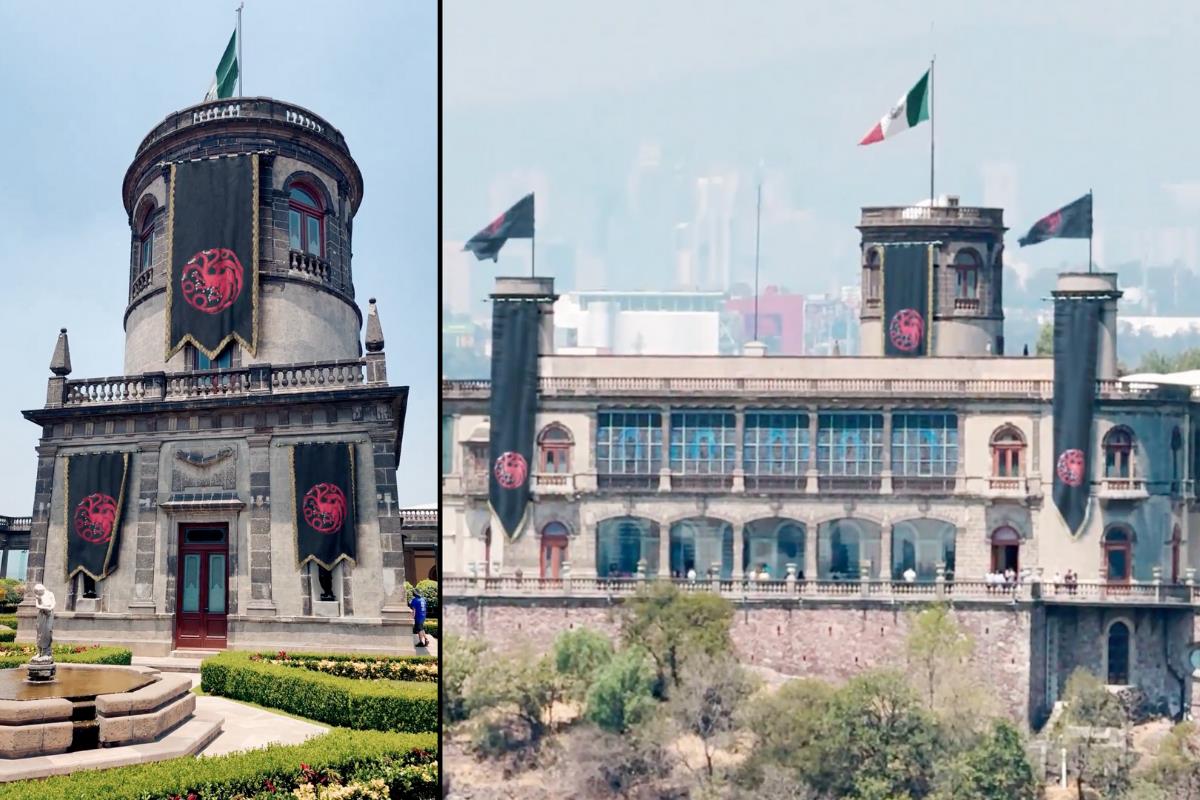 Castillo de Chapultepec con banderas del Consejo Negro. Foto: SS de @StreamMaxLA