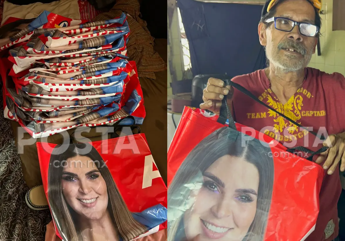 Bolsas ecológicas confeccionadas con lonas de las pasadas campañas electorales. Foto: POSTA