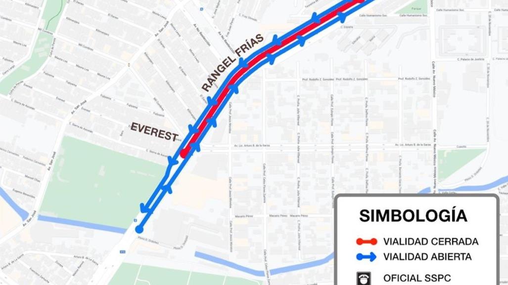 Anuncia cierres viales en la avenida Rangel Frías de Monterrey