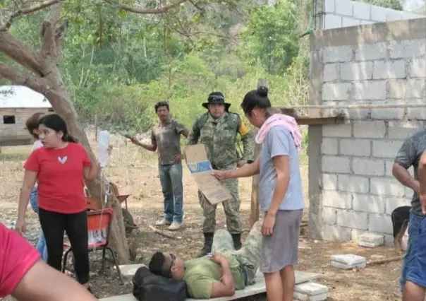 Militar se desmaya tras horas de combate a incendios en Uxpanapa