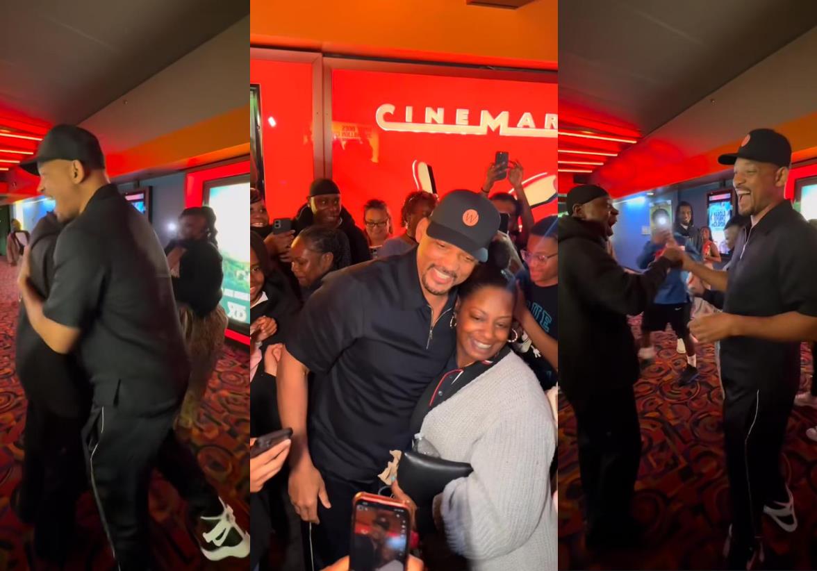 Will Smith conviviendo con sus fans en las afueras de la sala de cine. Foto: Especial