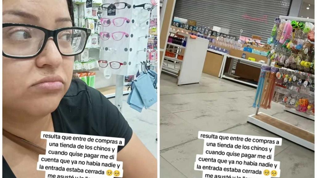 Mujer vive momentos de angustia al quedar encerrada en tienda (VIDEO)