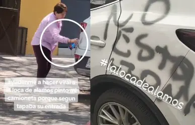 ¡Con las manos en la masa!, se viraliza mujer grafiteando una camioneta