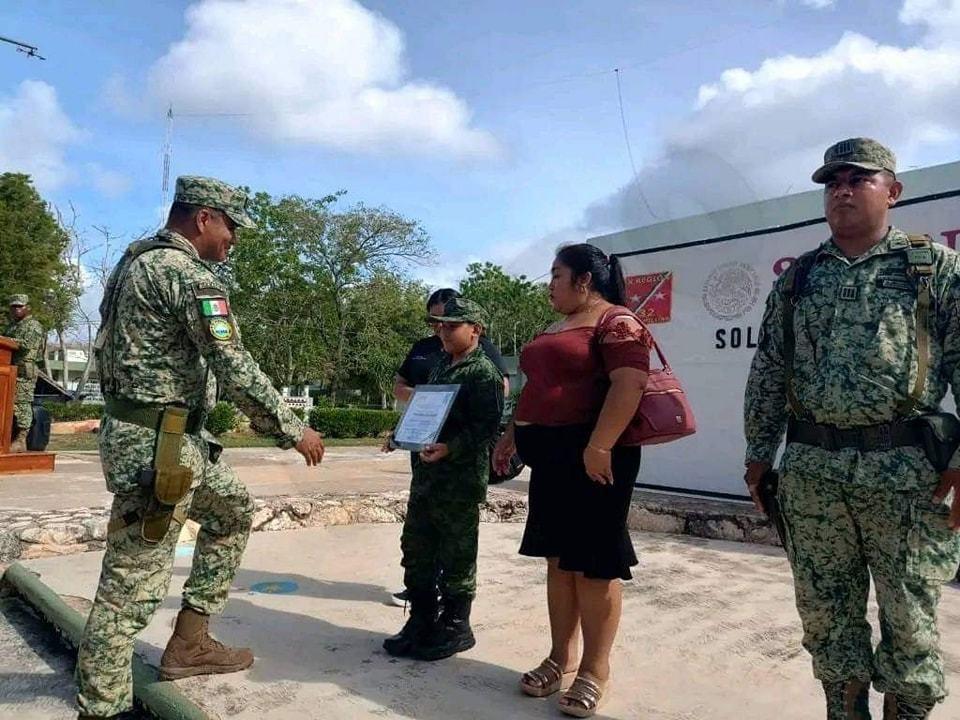 Niño yucateco cumple su sueño de ser soldado