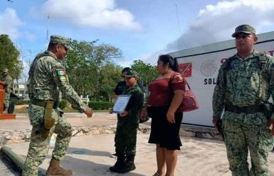 Niño yucateco cumple su sueño de ser soldado