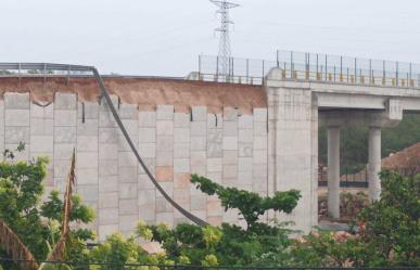 Lluvias causan desprendimiento en el puente del Tren Maya en Maxcanú