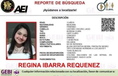 Desaparece Regina Ibarra Requenez, emiten reporte de búsqueda