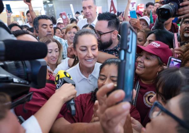 Sheinbaum desborda apoyo en AICM y aeropuerto de Monterrey rumbo a gira con AMLO