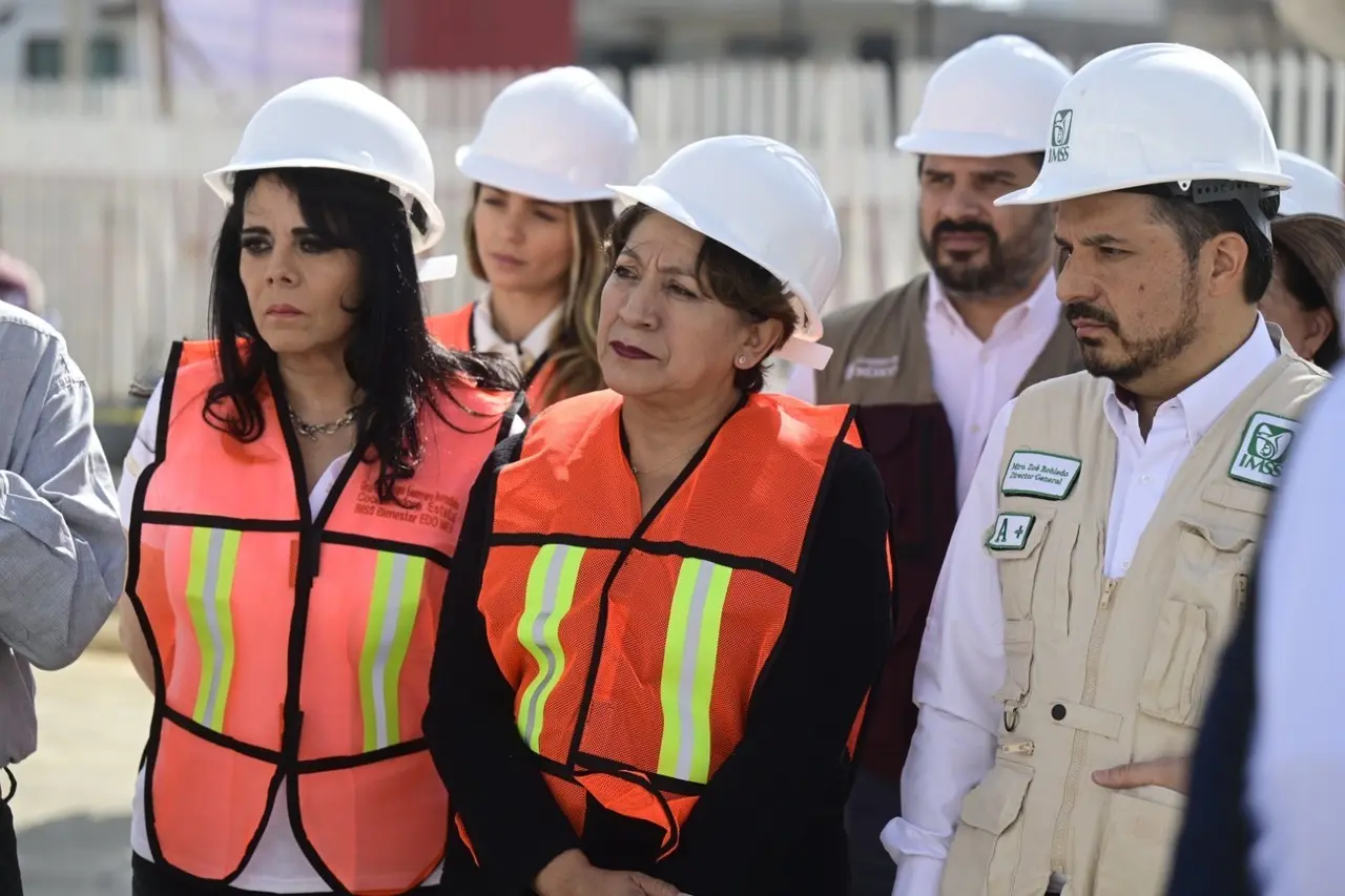 Supervisan Director General del IMSS, Zoé Robledo y Gobernadora del Estado de México, Delfina Gómez Álvarez Obra del Hospital General Atenco. Imagen: GEM