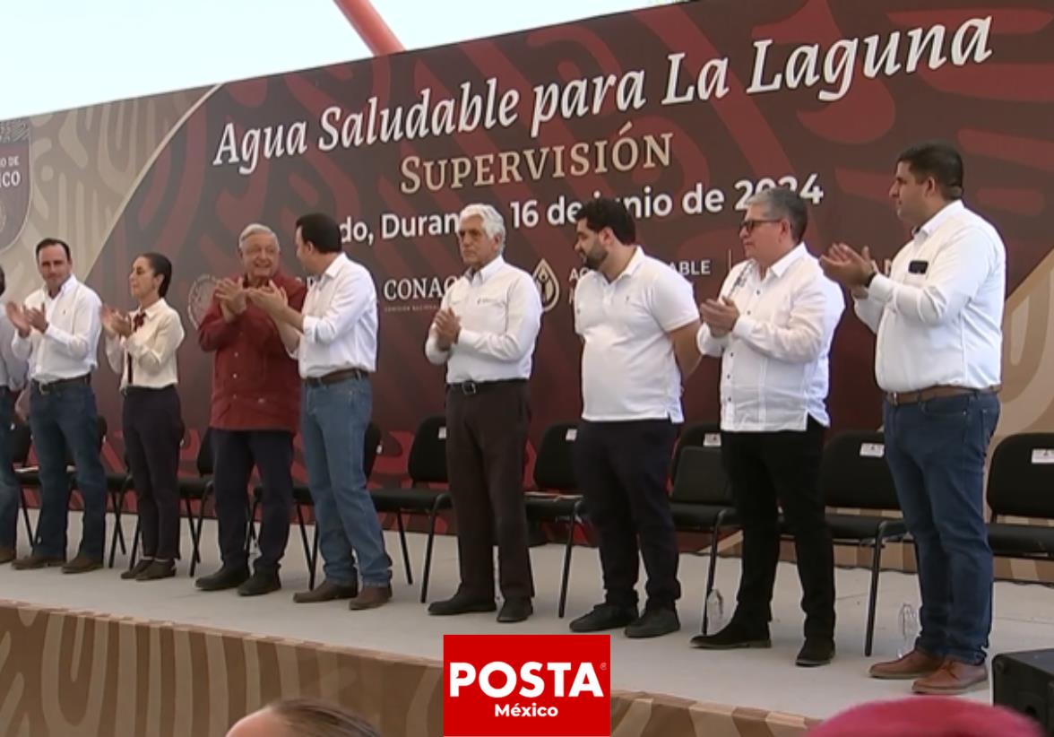 AMLO y Claudia Sheinbaum presentaron hoy en La Laguna un plan conjunto para asegurar la continuidad de programas sociales y servicios de salud en Durango y Coahuila. Foto: Cortesía