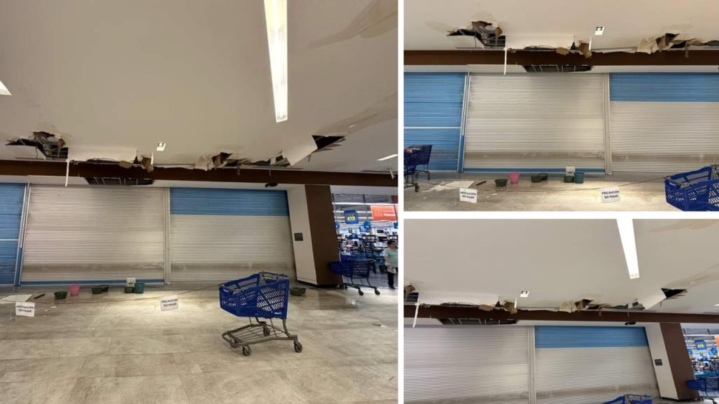 Colapsa techo en plaza comercial Uptown de Mérida por las intensas lluvias