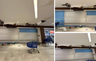 Colapsa techo en plaza comercial Uptown de Mérida por las intensas lluvias