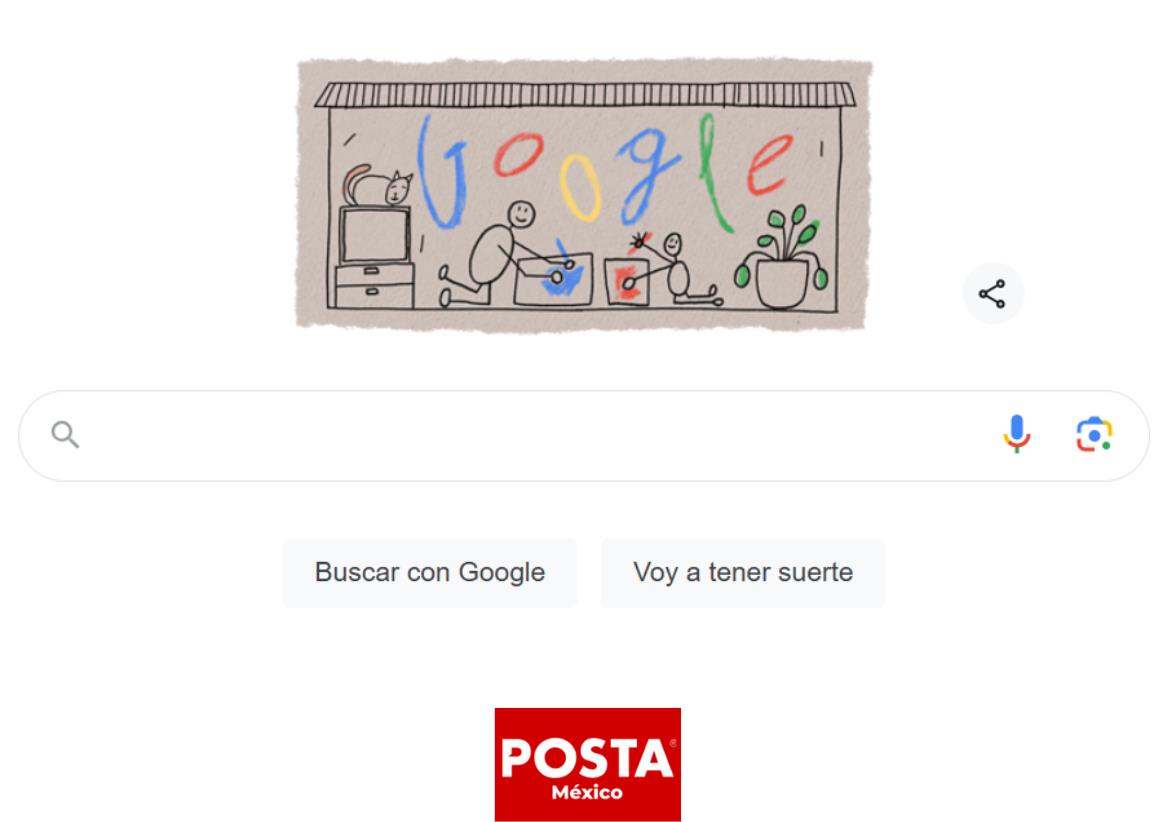 El doodle de este año presenta una conmovedora escena en la que un padre y su hijo comparten un momento de tranquilidad en casa, dedicados a colorear juntos, acompañados por su fiel gato. Foto: Captura