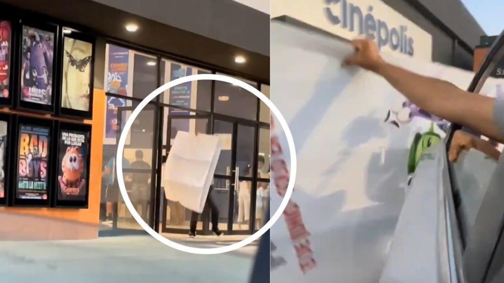 Video viral: Joven roba poster en 3D de Intensamente 2 de Cinépolis