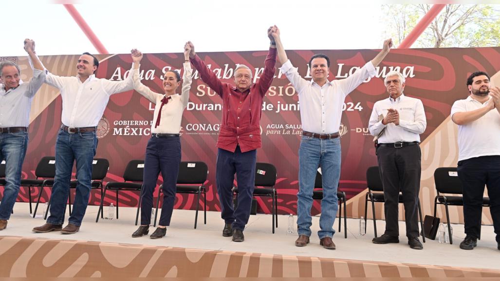 En Lerdo, AMLO y Claudia Sheinbaum supervisan Agua Saludable para La Laguna