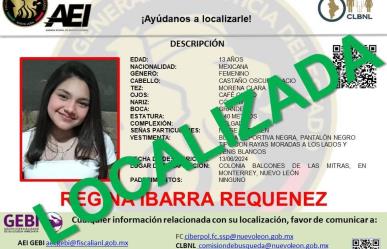 Localizan a Regina Ibarra Requenez tras reporte de desaparición