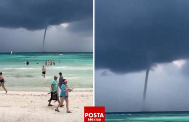 Tromba marina impresiona a turistas en playa de Tulum durante temporal